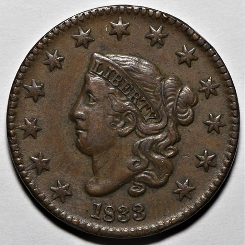 1833 Coronet Head Large Cents thumbnail