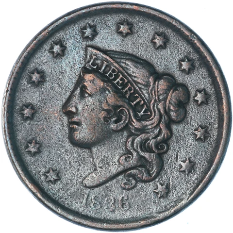 1836 Coronet Head Large Cents thumbnail