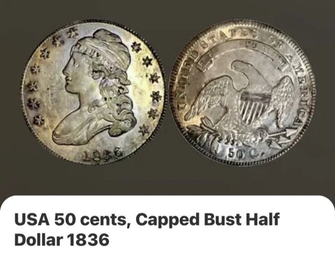 1836 US Early Half Dollar Coins thumbnail
