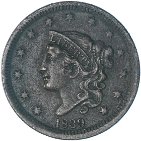 1839 Coronet Head Large Cents thumbnail
