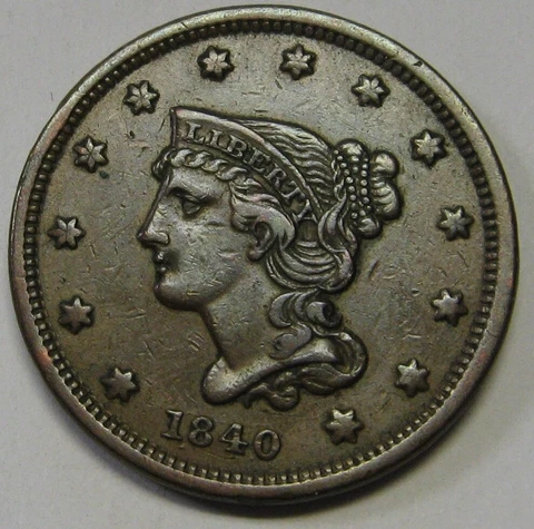 1840 Braided Hair Large Cents thumbnail