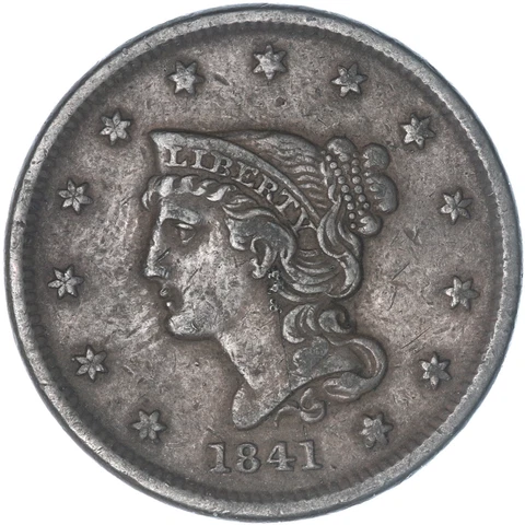 1841 Braided Hair Large Cents thumbnail