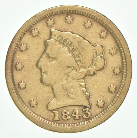 1843 US $2.50 Quarter Eagle Gold Coins thumbnail