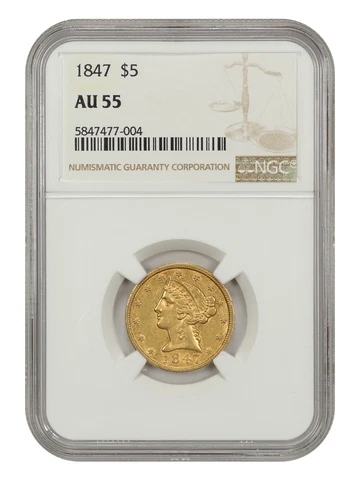1847 $5 Half Eagle Gold Coins thumbnail