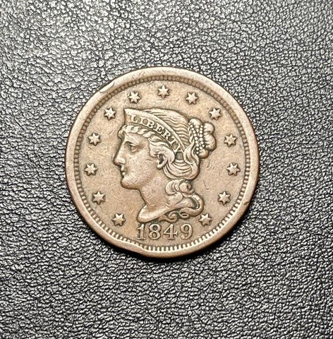 1849 Braided Hair Large Cents thumbnail