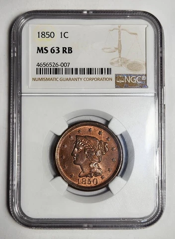1850 Braided Hair Large Cents thumbnail