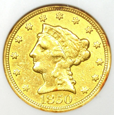 1850 US $2.50 Quarter Eagle Gold Coins thumbnail