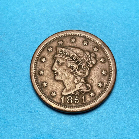 1851 Braided Hair Large Cents thumbnail