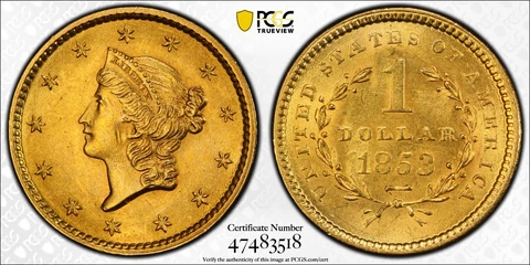 1853 $5 Half Eagle Gold Coins thumbnail