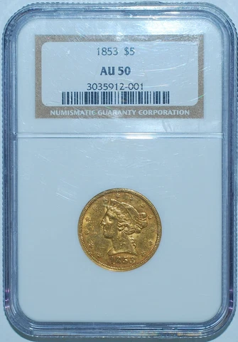 1853 $5 Half Eagle Gold Coins thumbnail