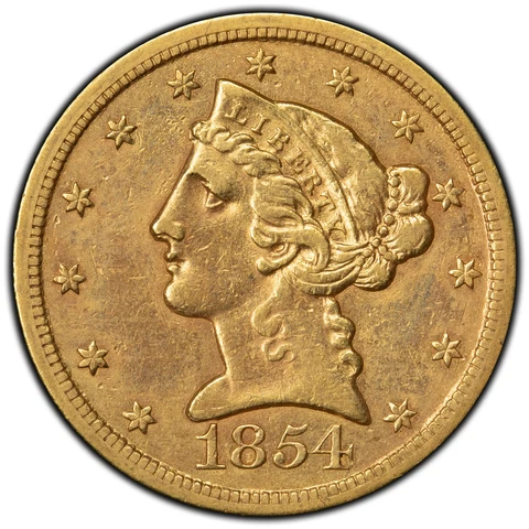 1854 $5 Half Eagle Gold Coins thumbnail