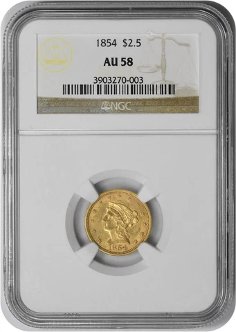 1854 US $2.50 Quarter Eagle Gold Coins thumbnail