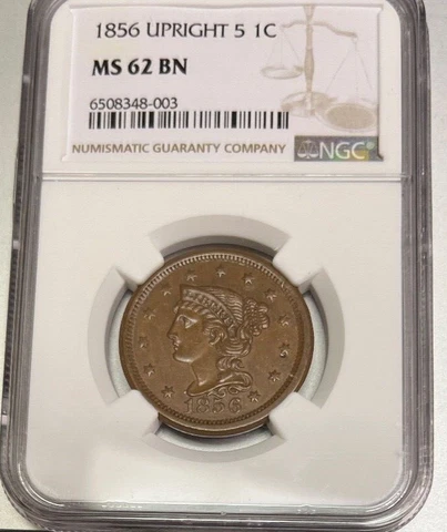 1856 Braided Hair Large Cents thumbnail