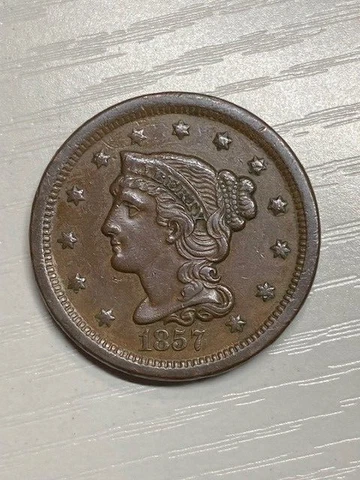 1857 Braided Hair Large Cents thumbnail