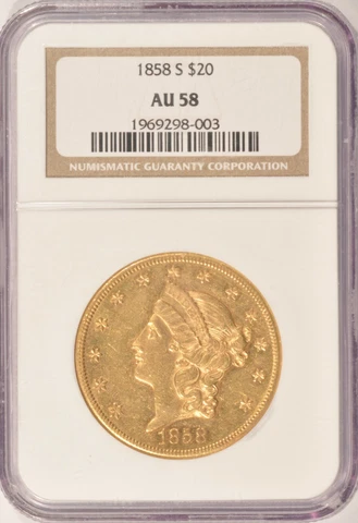 1858 US $20 Double Eagle Gold Coins thumbnail