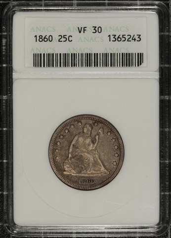 1860 O Seated Liberty Quarters thumbnail