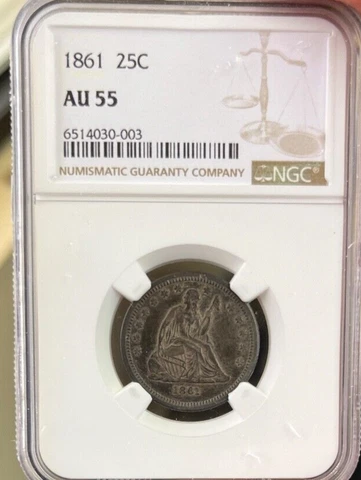1861 P Seated Liberty Quarters thumbnail