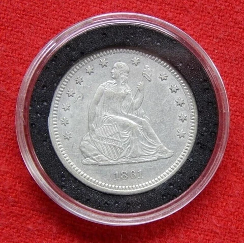 1861 P Seated Liberty Quarters thumbnail