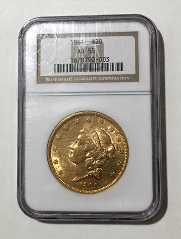 1861 US $20 Double Eagle Gold Coins thumbnail