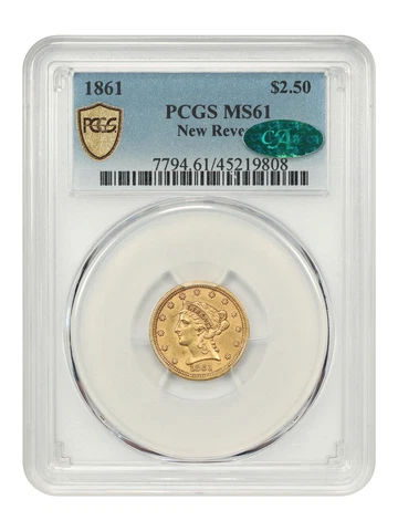 1861 US $2.50 Quarter Eagle Gold Coins thumbnail