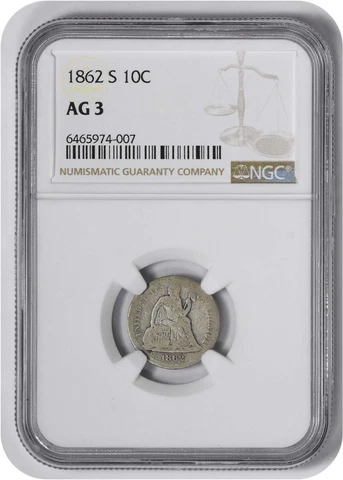 1862 Seated Liberty Dimes thumbnail