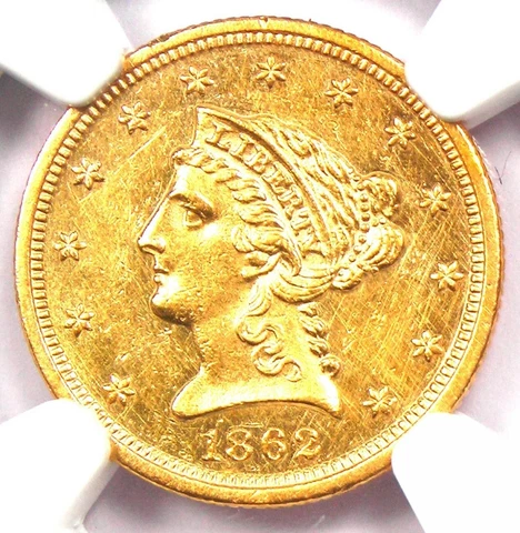 1862 US $2.50 Quarter Eagle Gold Coins thumbnail
