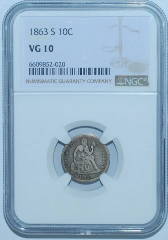 1863 Seated Liberty Dimes thumbnail