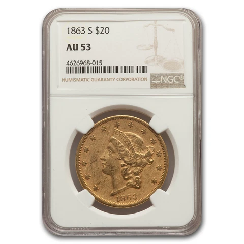 1863 US $20 Double Eagle Gold Coins thumbnail