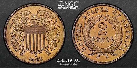 1865 2 Cent Coins thumbnail