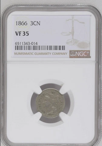 1866 3 Cent Nickels thumbnail