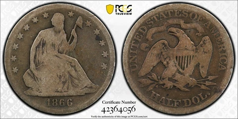 1866 S Seated Liberty Half Dollars thumbnail