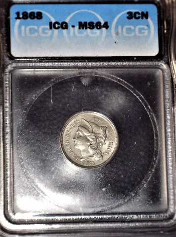 1868 3 Cent Nickels thumbnail