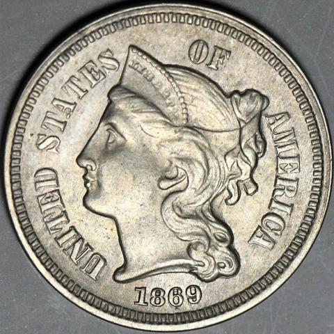 1869 3 Cent Nickels thumbnail