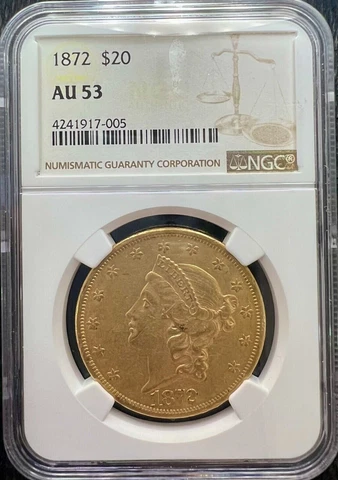 1872 US $20 Double Eagle Gold Coins thumbnail