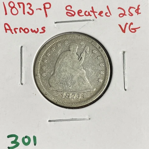 1873 P Seated Liberty Quarters thumbnail