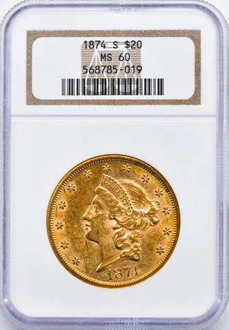 1874 US $20 Double Eagle Gold Coins thumbnail