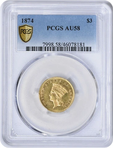 1874 US $3 & $4 Gold Coins thumbnail