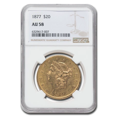 1877 US $20 Double Eagle Gold Coins thumbnail