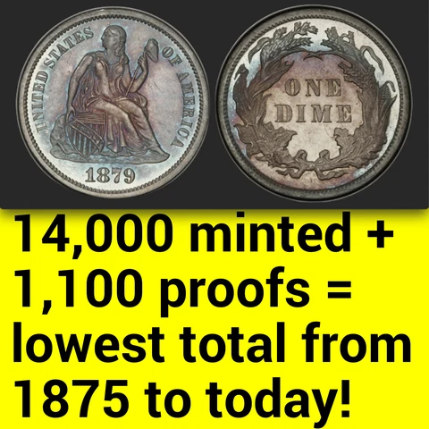 1879 Seated Liberty Dimes thumbnail