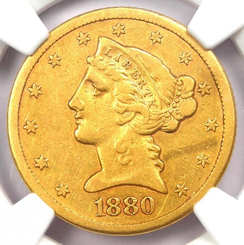 1880 $5 Half Eagle Gold Coins thumbnail