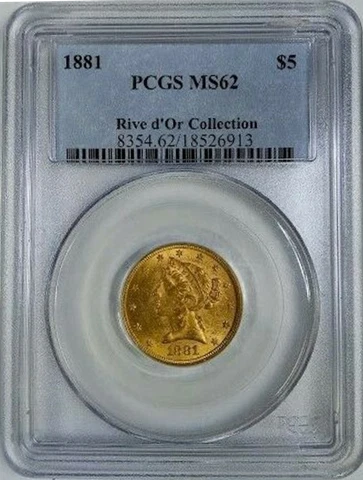 1881 $5 Half Eagle Gold Coins thumbnail