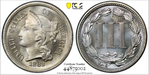1882 3 Cent Nickels thumbnail