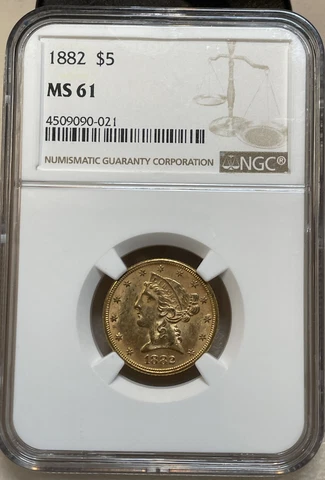 1882 $5 Half Eagle Gold Coins thumbnail