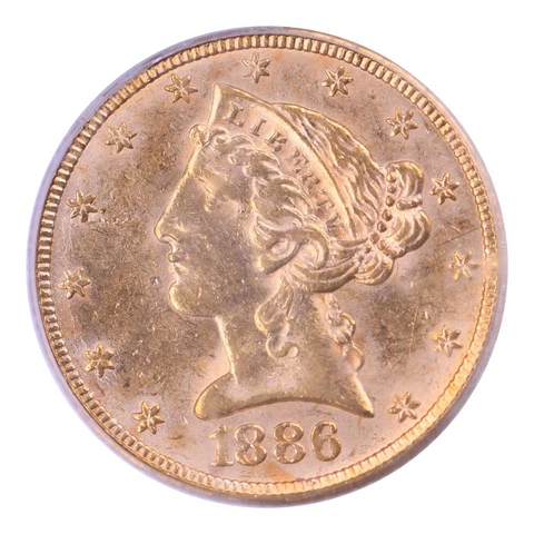 1886 $5 Half Eagle Gold Coins thumbnail