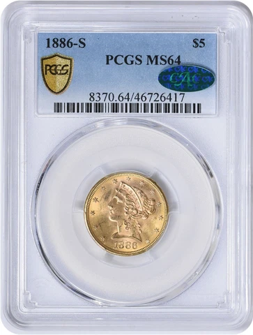 1886 $5 Half Eagle Gold Coins thumbnail