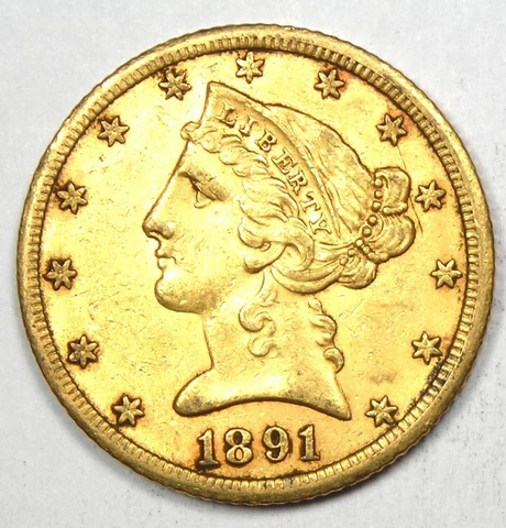 1891 $5 Half Eagle Gold Coins thumbnail
