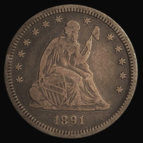 1891 S Seated Liberty Quarters thumbnail