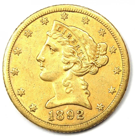 1892 $5 Half Eagle Gold Coins thumbnail