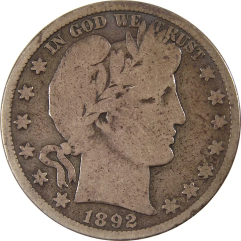 1892 P Barber Half Dollars thumbnail