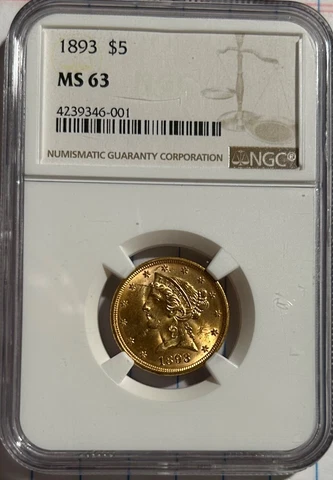 1893 $5 Half Eagle Gold Coins thumbnail
